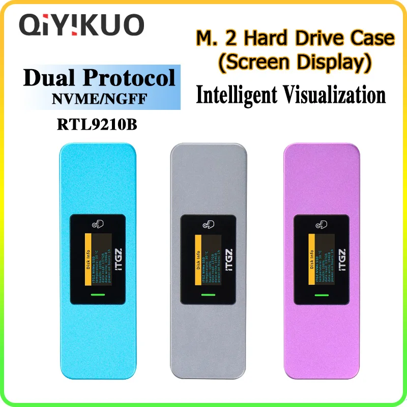 

M.2 Hard Disk Case Solid State External Intelligent Visualization Screen Display USB 3.2 Dual Protocol NVMe/NGFF VDS Qiyikuo