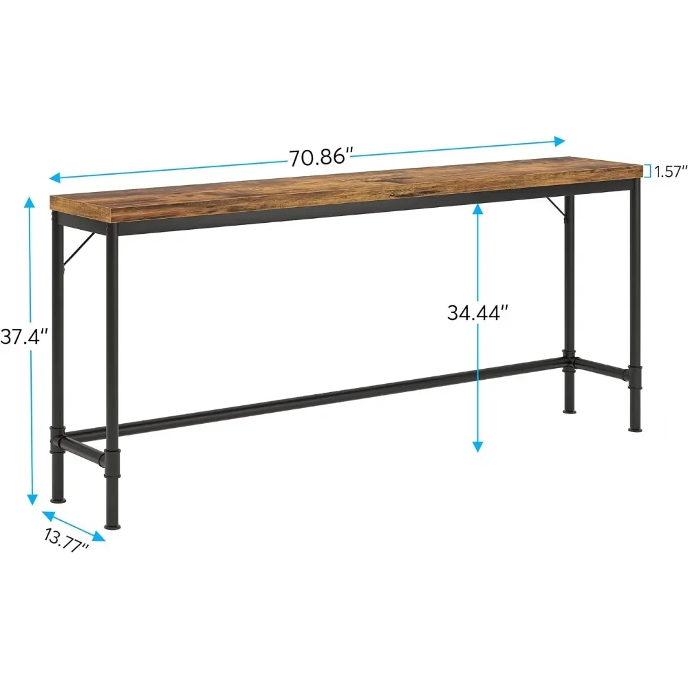 70,9 inch extra lange consoletafel, smalle banktafel achter de bank, rustieke haltafel industriële hoogte bartafel