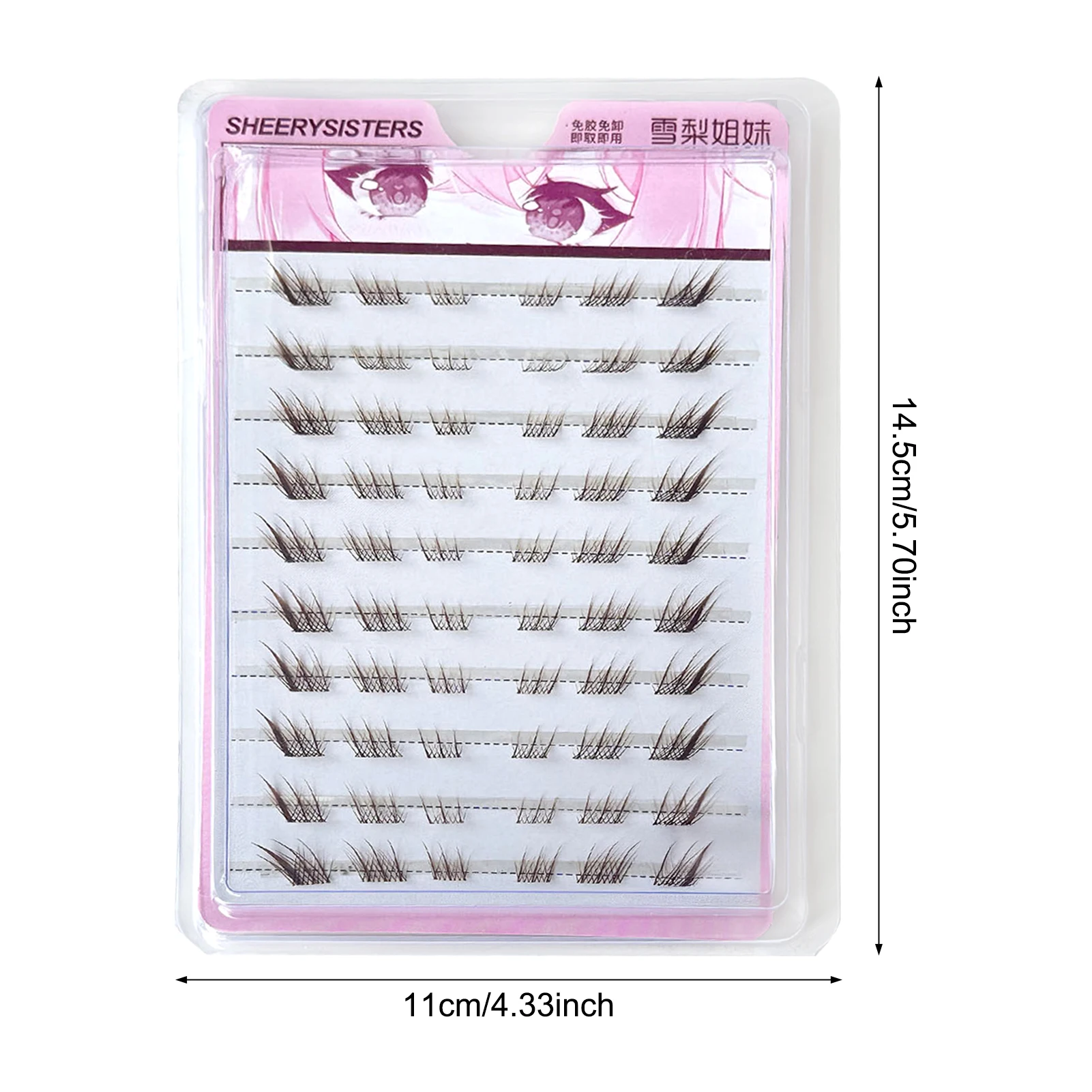 10 Rows Brown Single Cluster False Eyelashes Anime Fox-eye cat Segmented Natural Thick curled up Volume For Cosplay Party makeup