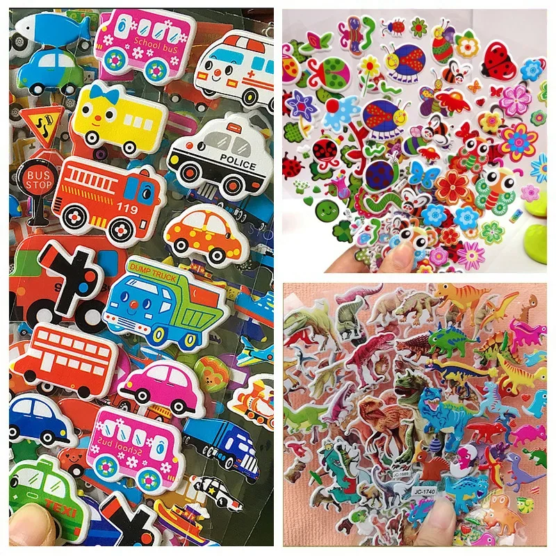 5/10/20 Sheets Kids Stickers 3D Puffy Bulk Cartoon Zoo Animal Scrapbooking Stickers for Girl Boy Birthday Gift  3d sticker