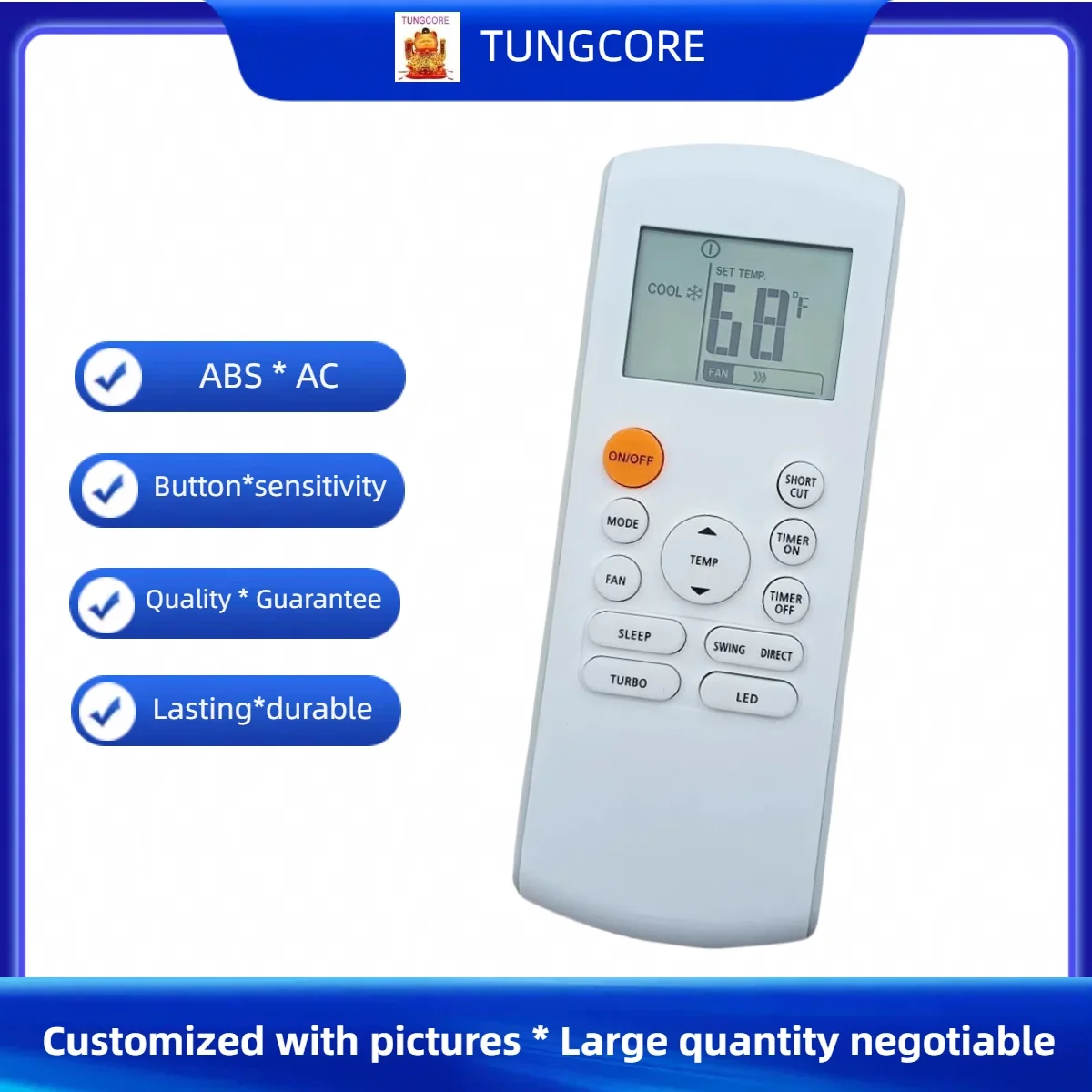 New Remote Control for Innovair VIN520C2V31 VIN625C2V31 VIN414C1V32 Air Conditioner with Backlight and Display in Fahrenheit
