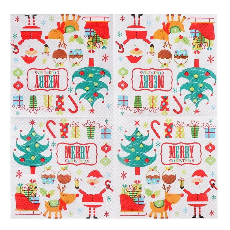 10/20pcs 33*33cm 2-Ply Painted Christmas Series New Cartoon Disposable Printed Napkins Party Tissues Wholesale Square Tissues