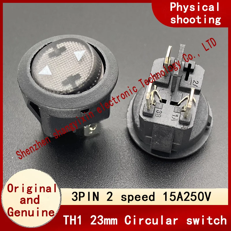 Original authentic TH1 ship type power switch with light 3 pin 2 speed high power 15A250V electric hot pot button 23mm round