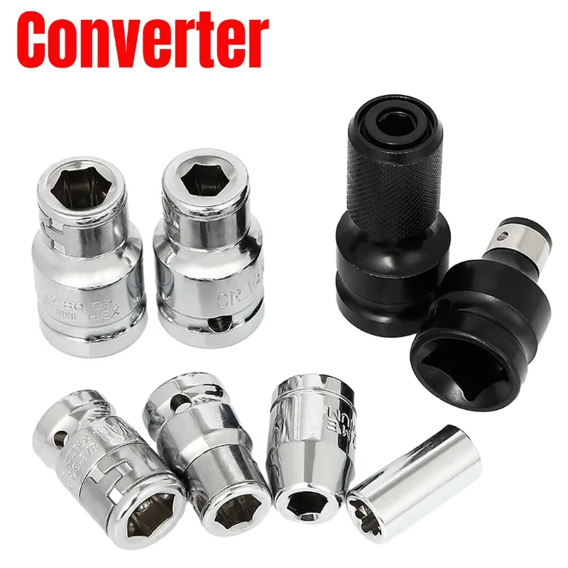 1/2 1/4 3/8 Inch Square Drive To 1/4 3/8 M8 M10 Hex Socket Adapter Converter Chuck Adapter For Impact Air And Electric Wrench