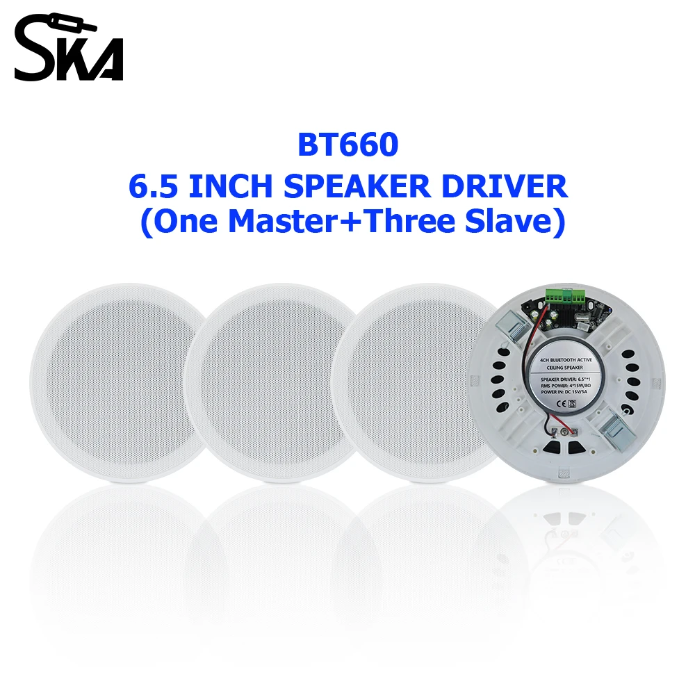 

6,5-дюймовый потолочный Bluetooth-динамик 15 Вт, встроенный усилитель класса D, полнодиапазонные встраиваемые домашние колонки, аудиодинамик для дома