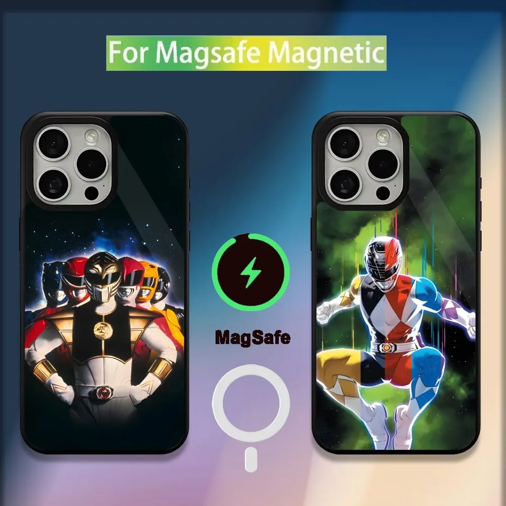 P-PowerS MMPR R-RangerS Phone Case For iPhone 16,15,14,13,12,11,Plus,Pro,Max,Mini Magsafe Magnetic Wireless Charging