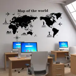 World Map Sticker Black Wall Poster BPA Free DIY  Great Background Props Wall Poster