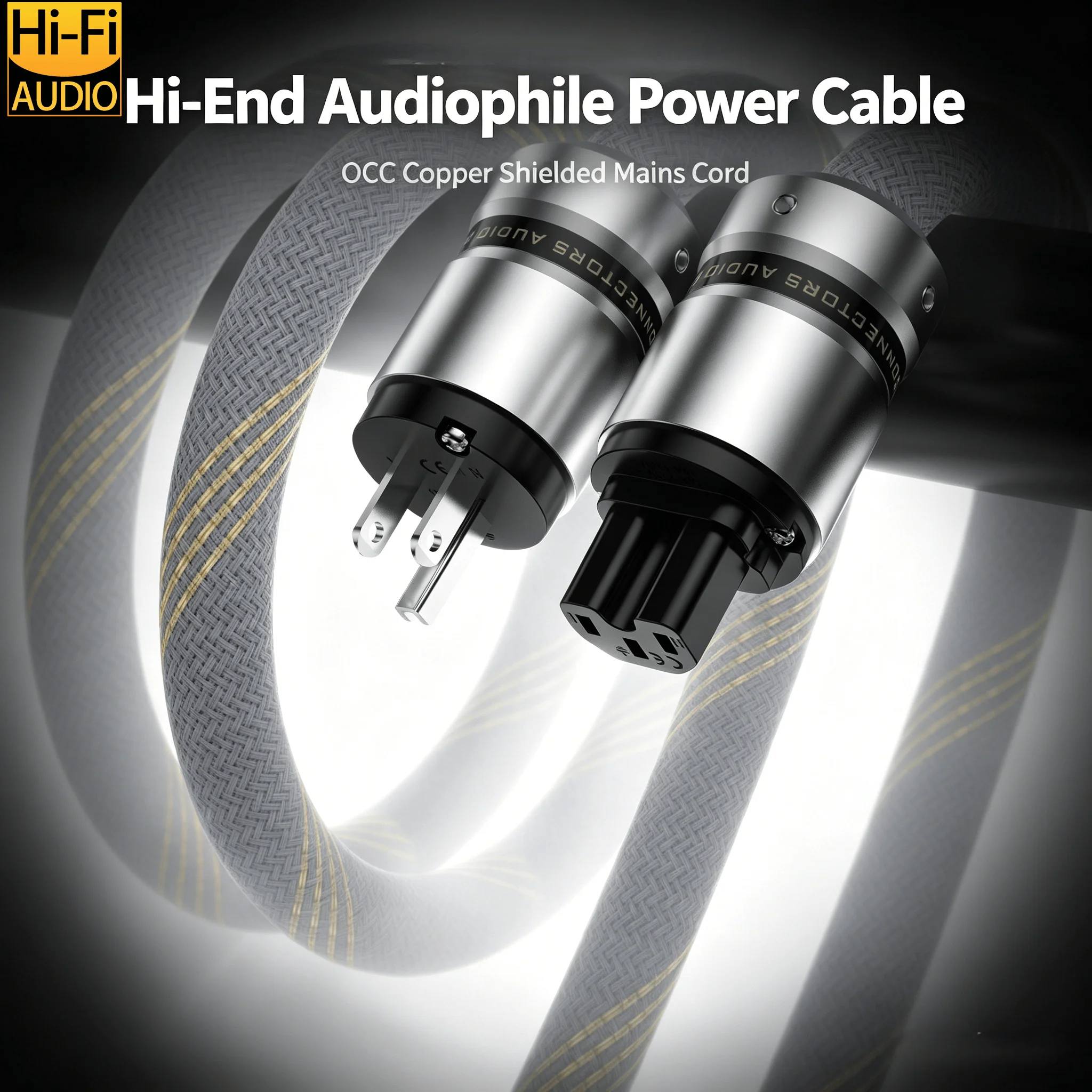 

Кабель питания Audiocrast 8N OCC Copper US/EU P101, 12AWG, с родиевым покрытием, Hi-Fi, аудиофильский, для подключения к сети.