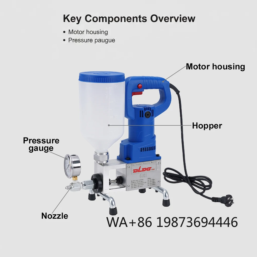 High Pressure Concrete Crack Injection Pump, Tile Hole Epoxy Grouting Repair Packer Machine