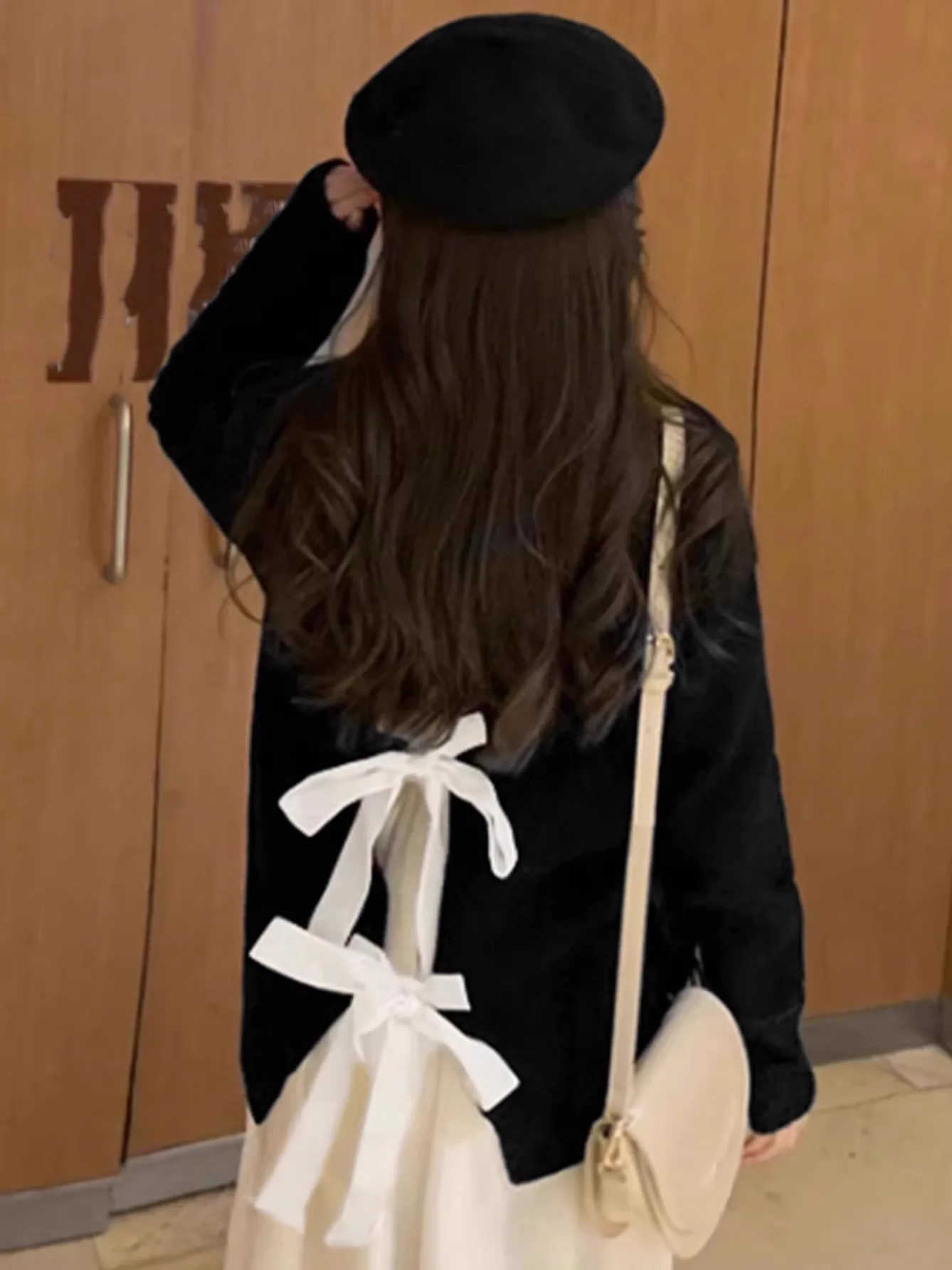 

Черный вязаный свитер, женский модный осенне-зимний маленький дизайн с узлом и поясом, шикарный слэ