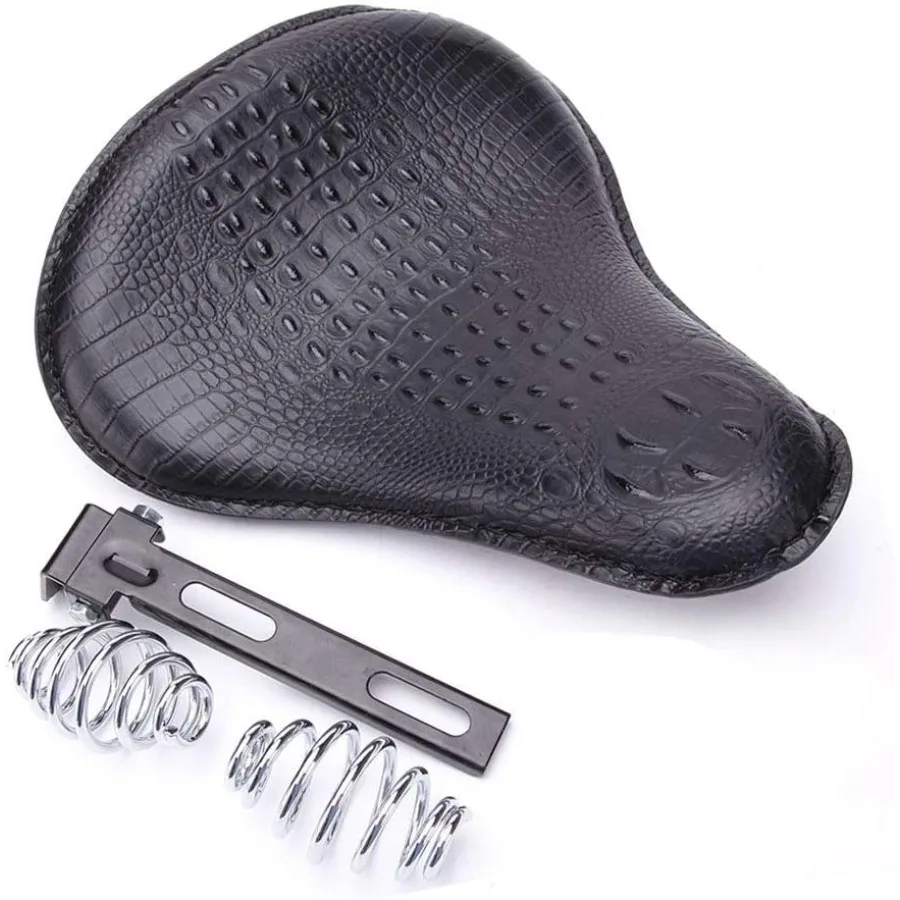 13 Black Crocodile Skin Motorcycle Leather Driver Seat Cushion for Harley Davidson Sportster Chopper Bobber BlackCrocodile