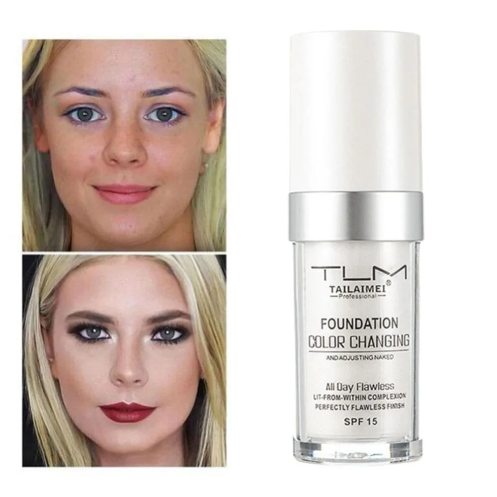 

TLM Makeup Magic Colour Color Changing Foundation Change Skin Tone Long Lasting Face Foundation Cream Brightening