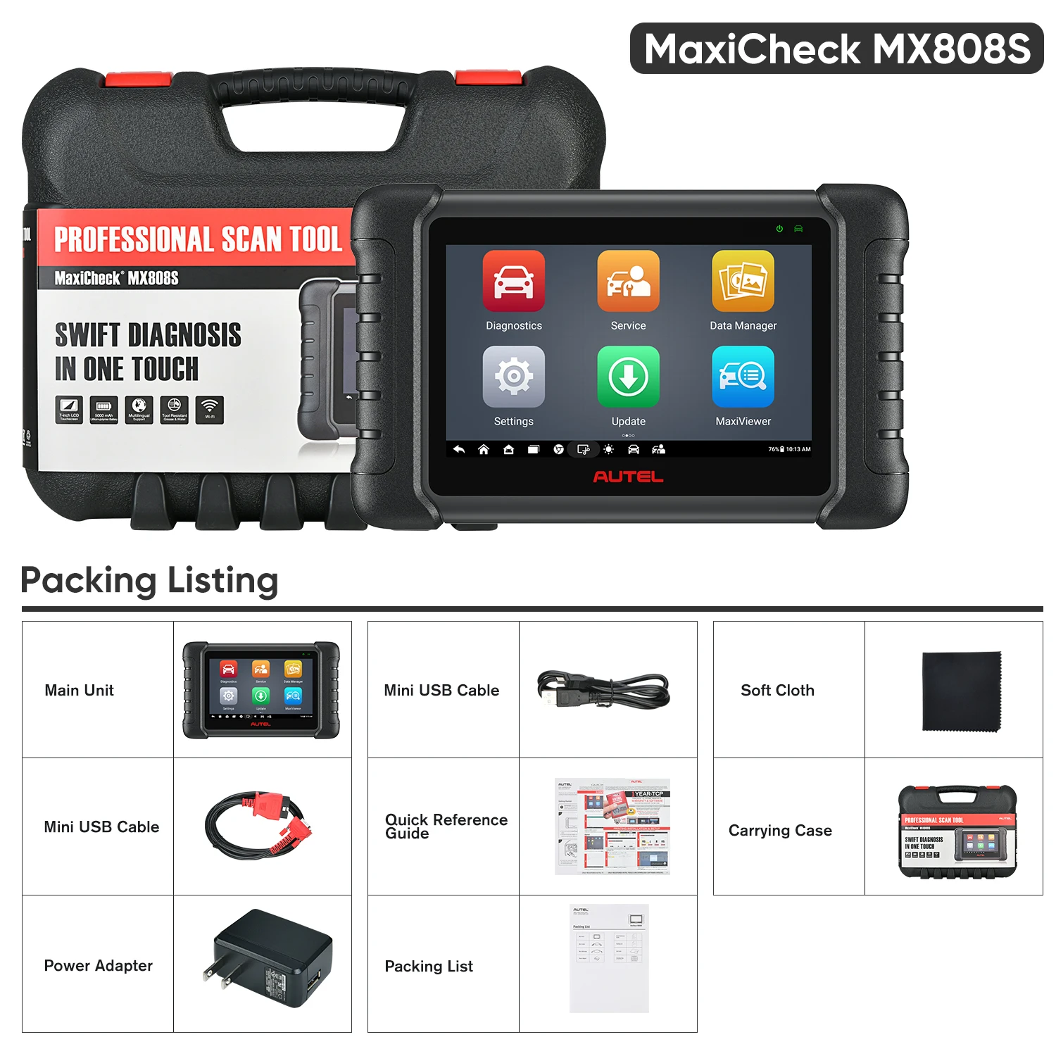 Autel MaxiCheck MX808S OBD2-Scanner, bidirektionale Auto-Diagnosetools, OE-Diagnose aller Systeme, 28+ Dienstleistungen, wie MK808S – Detail 18