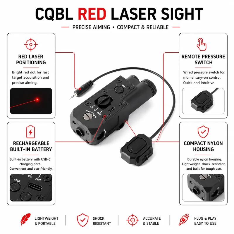 CQBL-1 Nylon Housing Model Position Laser Compact Structure Wired Remote Button USB-C Recharge Supply