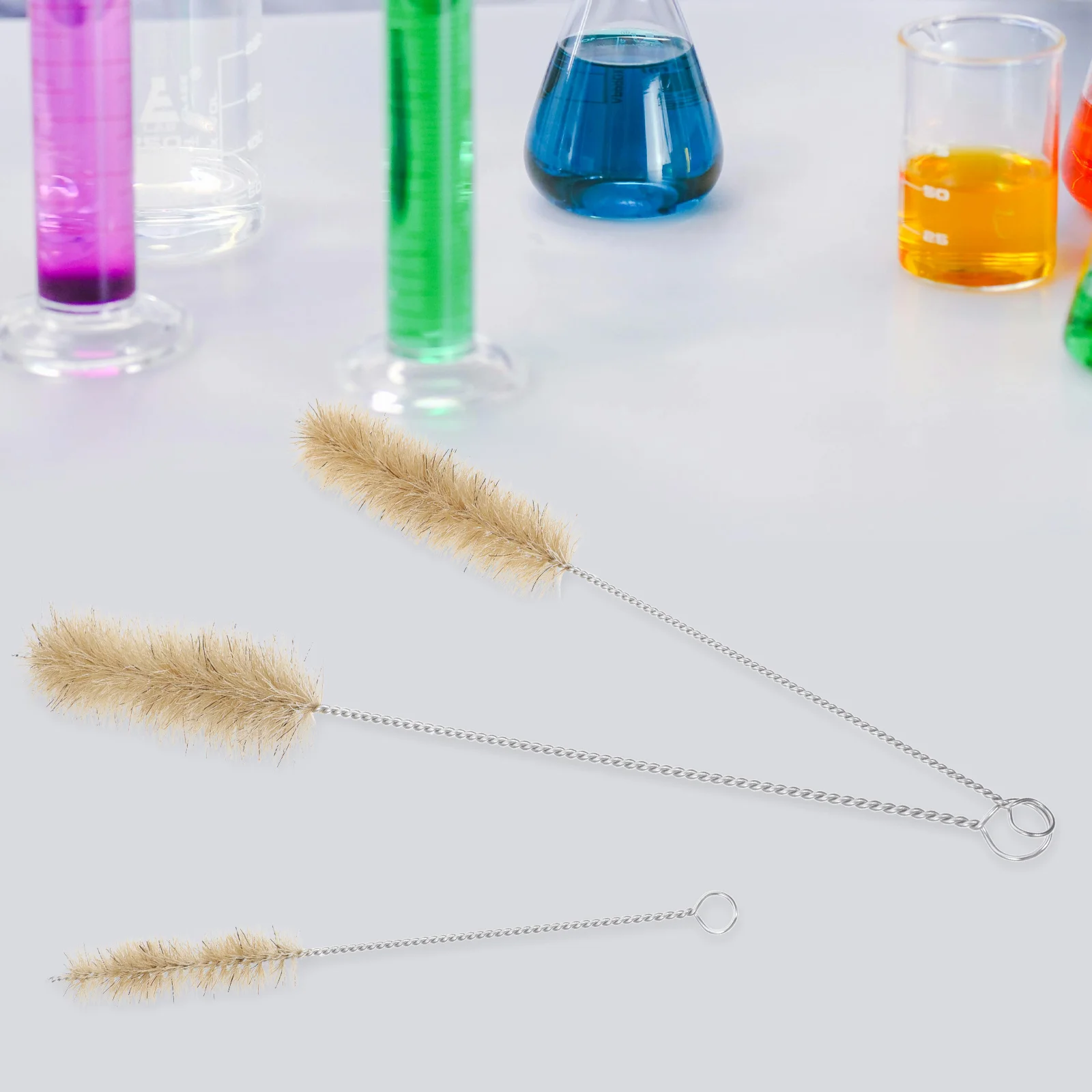 Frasco de cepillo de limpieza de laboratorio, biberón para cilindro de acero inoxidable, 3 uds.