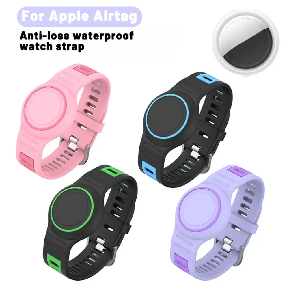 

1Set For Airtag Anti-Drop Waterproof Watch Strap 360° All-round Protection Two-color Silicone Children's Wristband For Airtag