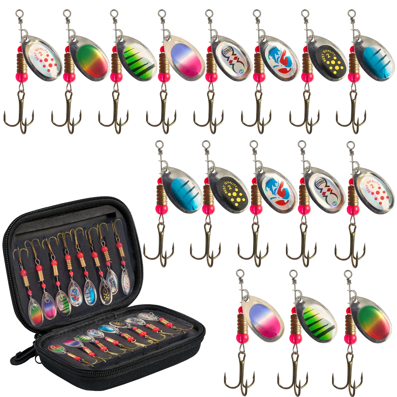 

БЕСПЛАТНАЯ FISHER, 16 шт./компл., рыболовные спиннербейтсы, смешанные металлические вращающиеся блестки, поворотные крючки, приманки для ложек, искусственные приманки для щуки/ни