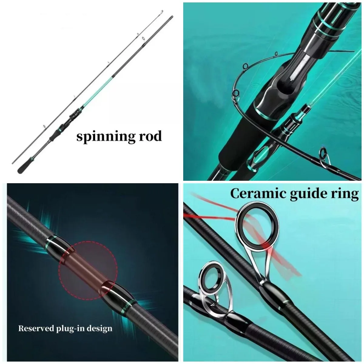 إغراء الصيد رود 180 سنتيمتر/6 قدم ألياف الكربون الصب الغزل قضيب 2 قسم القطب باس