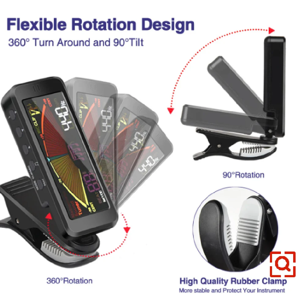 موالف فلنجر بمشبك ميترونوم ، أسطوانة غيتار باس وكمان ، موالف ميترونوم رقمي قابل لإعادة الشحن ، جزء مولد نغمة ، #1