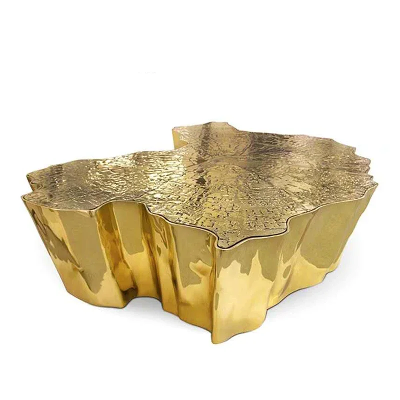 Stainless steel special-shaped root side table sample high-end simple modern coffee table small household light luxury tea table