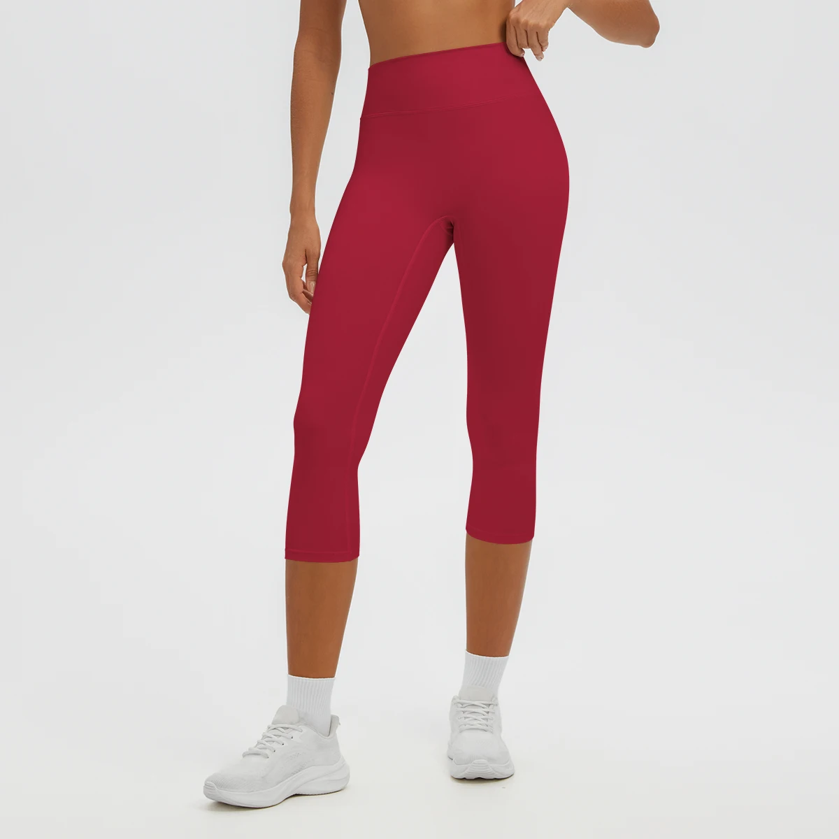Damen-Yoga-Hosen in mittlerer Länge, einfarbig, mit hoher Dehnbarkeit, Damen-Leggings, Capri-Hosen, für Sommer, Sport, Fitnessstudio, Outdoor-Aktivitäten, Laufen, Damen-Hosen. – Detail 32