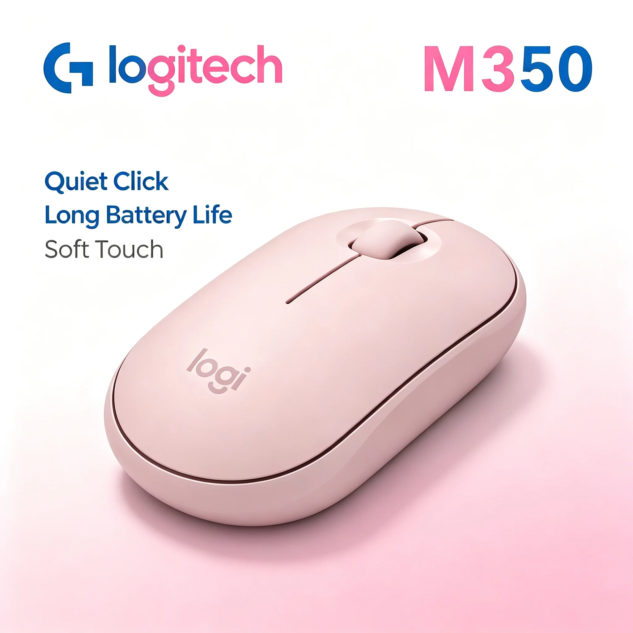 Logitech M350 Silent Wireless Mouse Lightweight Compact Mice for Office Daily Usage