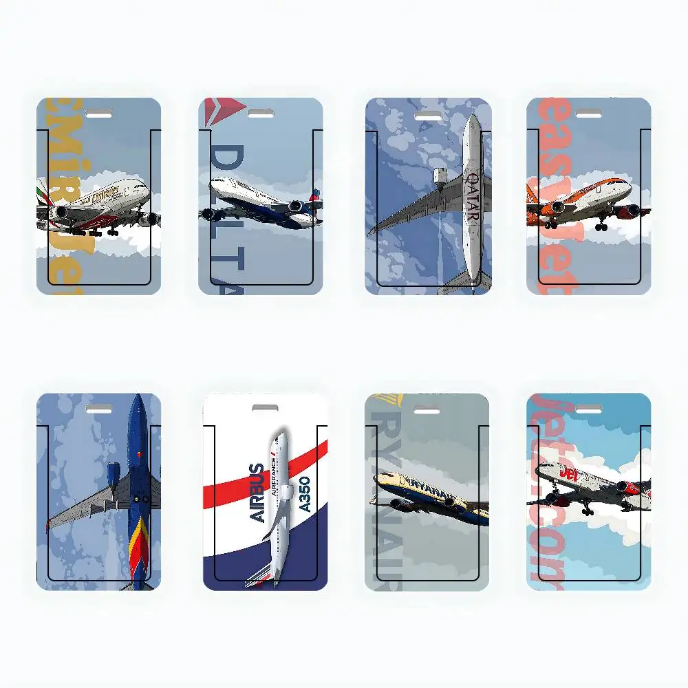 Flugzeug-Design, cooler Ausweishalter mit Halsband, Türkartenhalter, Lanyard, Ausweishalter, aus strapazierfähigem PVC-Material.
