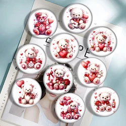 Love Teddy Bear Cute mixed 10pcs DIY 12mm/16mm/18mm/25mm Round Photo Glass Cabochon Demo Flat Back Making findings