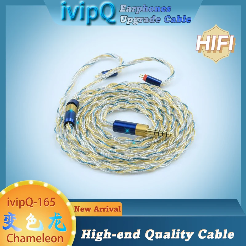 ivipQ-165 12 Core OFC Single Crystal Silver Gold Silver Palladium Earphones Upgrade Cable 3.5mm/4.4mm For IE900 MMCX/2PIN 0.78