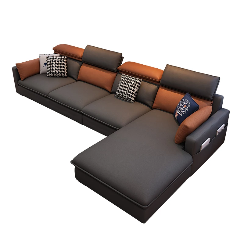 

Cream wind, straight row sofa living room, small apartment cat scratching skin, cotton and linen fabric sand