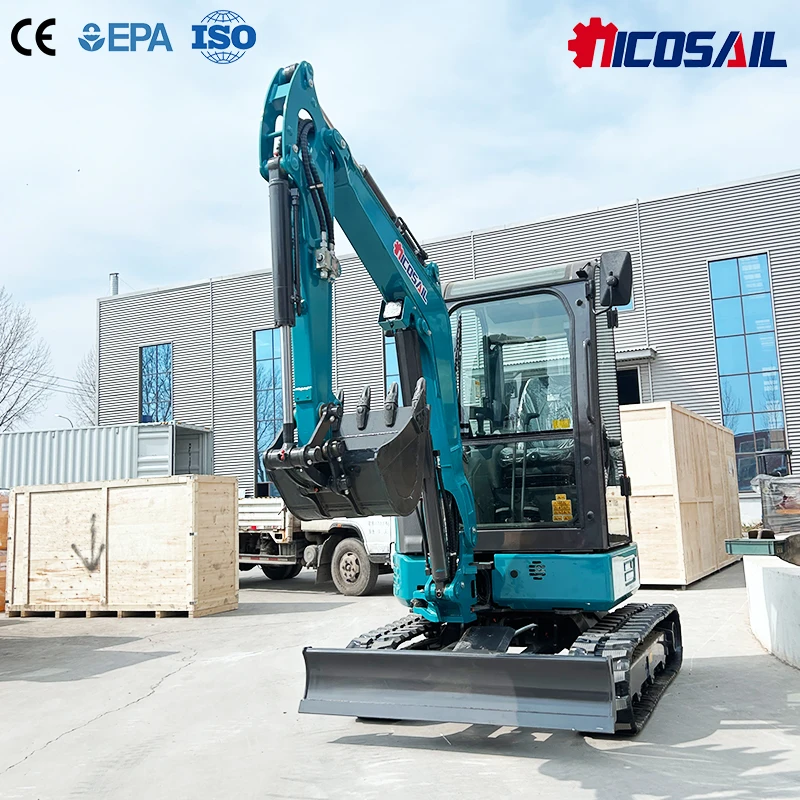 

Мини-экскаватор NICOSAIL OKW35E, 3500 кг, компактный, с нулевым выносом задней части, с отвалом-бульдозером
