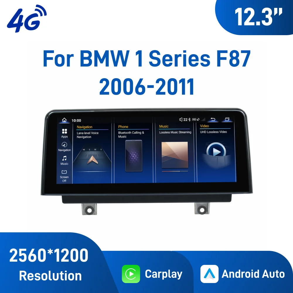 12.3 Inch Android Car Navigation For BMW 1 Series F87 2006-2011 Touch Screen Carplay Android Auto Bluetooth Rear Camera Player