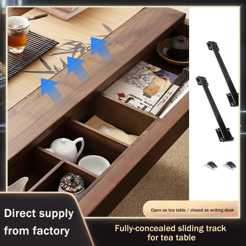 Pro High Quality Sturdy Corrosion Resistant Undermount Slide Rail For Tea Table Desk Pull Out Drawer Track With Smooth Roller278