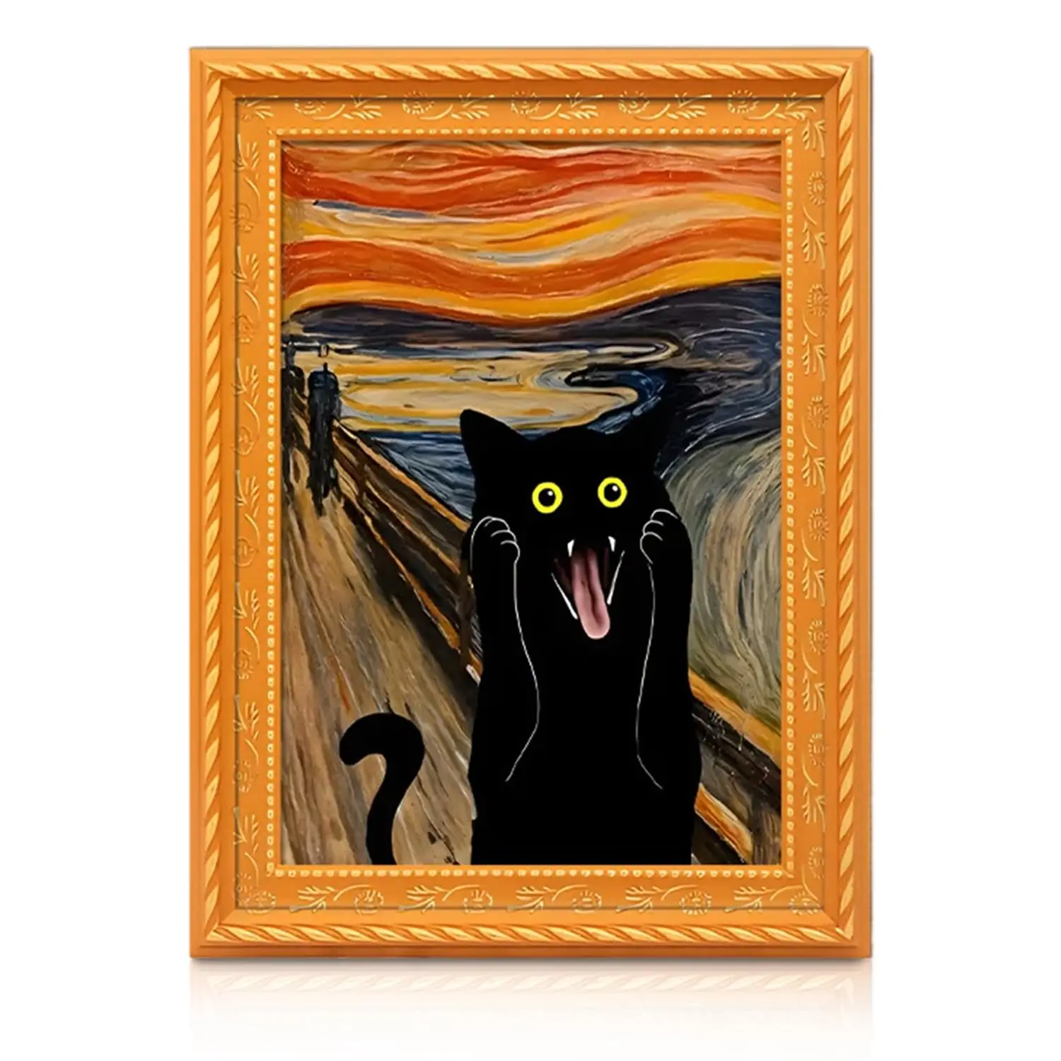 Mini 3 Layer Photo Frame Fridge Magnet Black Cat Pizza Pattern Refrigerator Sticker for Home Kitchen Decor Holiday Gift Ornament