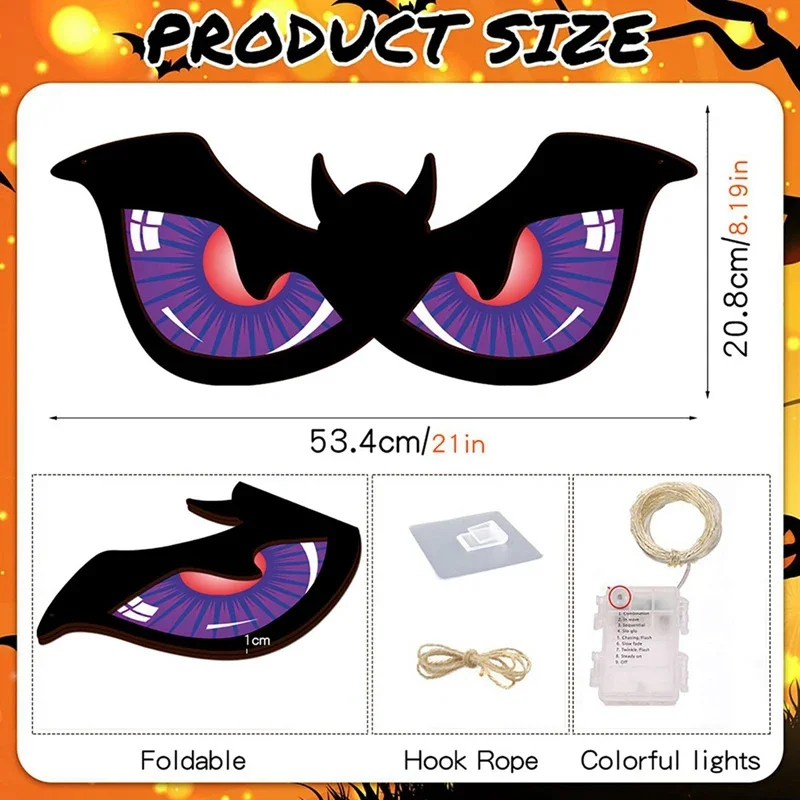Occhi luminosi in legno pendenti a LED per feste di Halloween senza batteria Decorazione per la casa per feste di Halloween