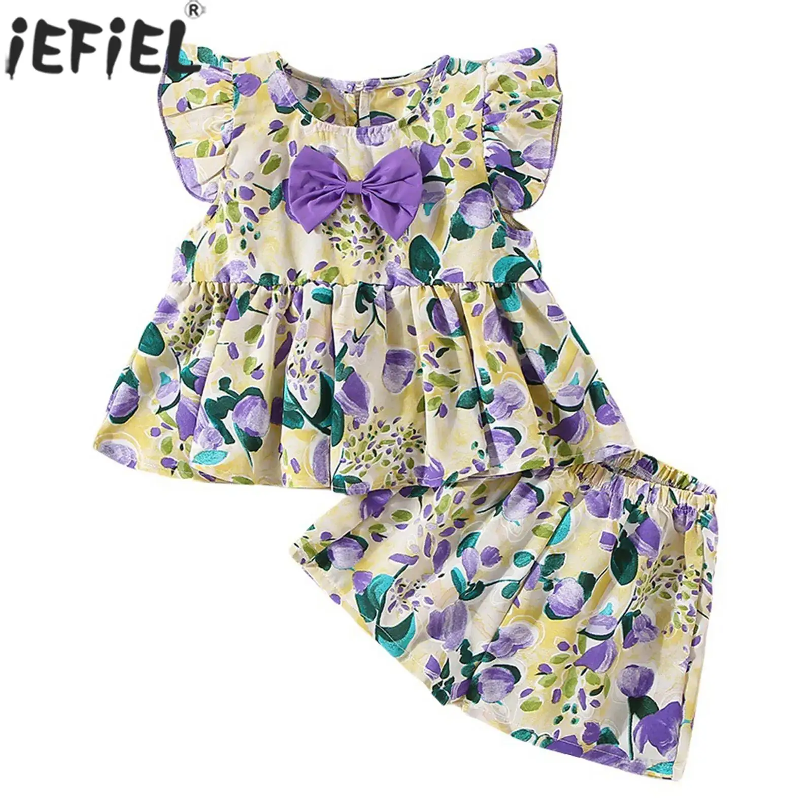 

Милый милый костюм персикового цвета для маленьких девочек, топ с бантом и шортами, летняя повседневная одежда для повседневной праздничной вечеринки