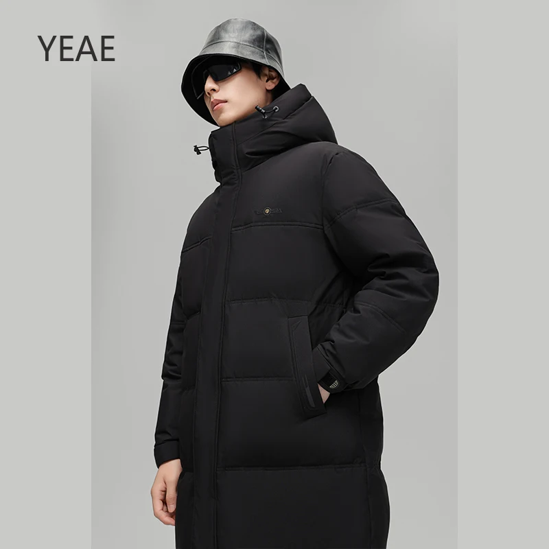 YEAE Black Long Down Jacket Unisex Goose Down Male Padding Jackets Man Men's Clothing Casual Man Sack 2024 Warm Man Winter Coat