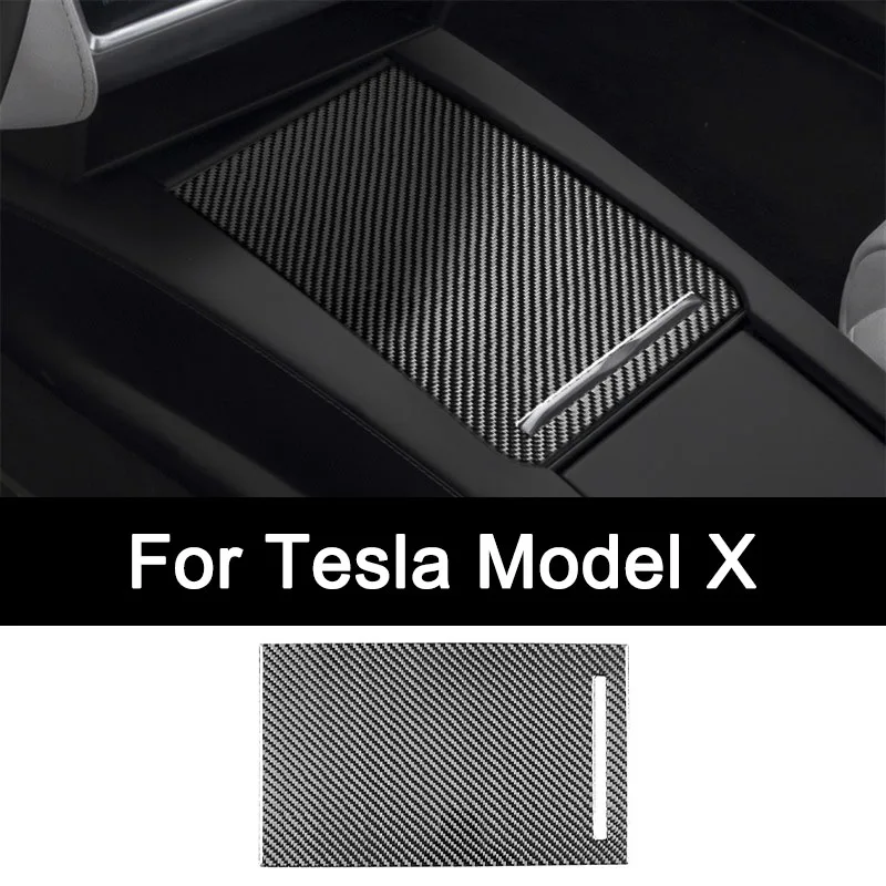 

For Tesla Model X, Premium Carbon Fiber Storage Box Panel Decorate Sticker Interior Modification Accessories Luxury Upgrade
