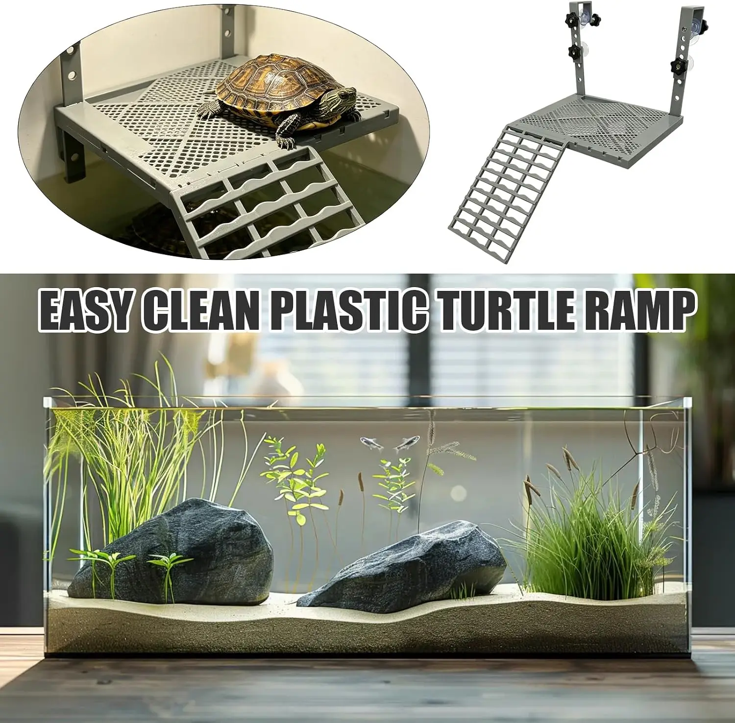 Hanging Turtle Dock Ramp Terrace Turtle Basking Platform Climbing Habitat Float Island for Fish Tank Aquarium Accessories