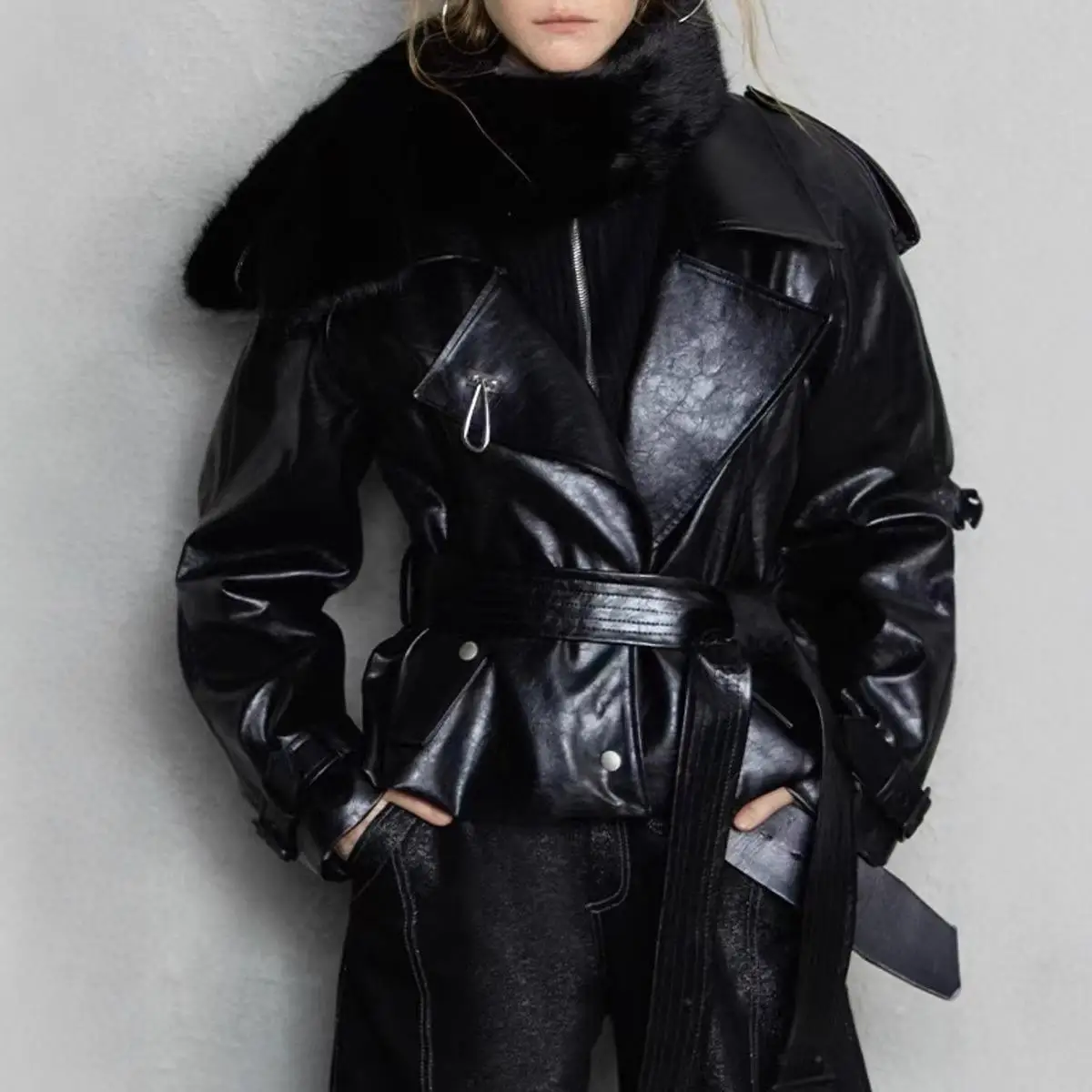 Cappotto Or in vita con cintura lunga Sve Ele Color 2025 Autunno New Faion Giacca a vento versatile Jaet Commute Sle