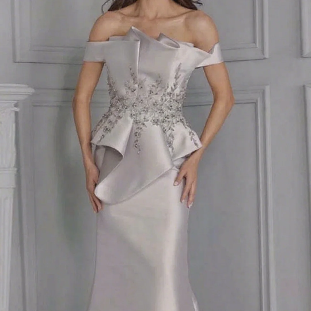 أحدث فستان العريس الساتان بدون أكتاف من فستان الزفاف للنساء أنيق حورية البحر فساتين زفاف الضيوف بدون أكمام فساتين ماكسي مخصصة