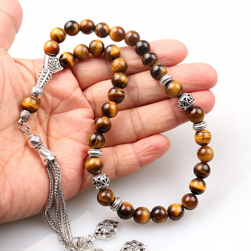 Tasbih Premium Muslim Prayer Beads Made with 8mm Natural Stone Beads for Daily Misbaha and Meditation