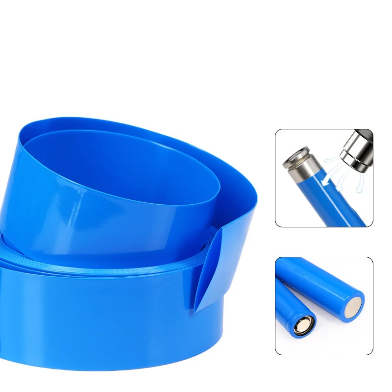 1/5/10M Blue Width 25mm ~ 200mm PVC Heat Shrink Tube 18650 Battery Wrap Pack Insulated Cable Protector Sleeve Lithium Film Case