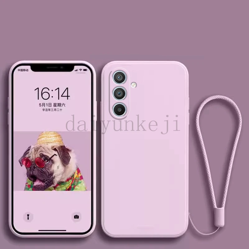 Funda de teléfono para Samsung Galaxy, cubierta de silicona líquida, suave, cordón, M55, M53, M51, M15, M13, M14, M23, M33, M34, M31, M30, M21