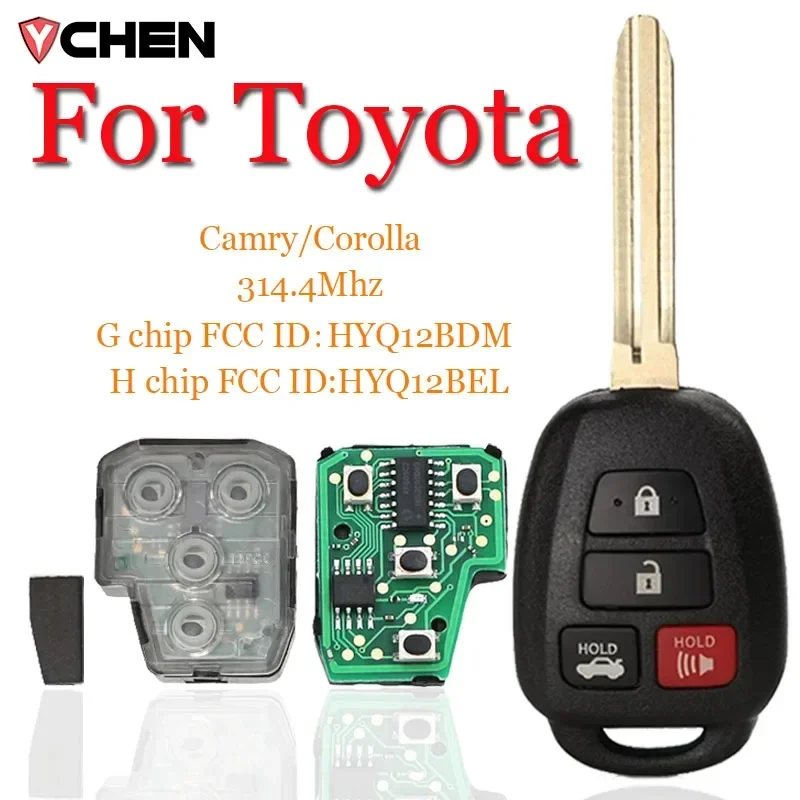 For Toyota Camry Corolla 2012 2013 2014 2015 2016 2017 4 Button Remote Smart Car Key 314.4Mhz G/H Chip FCCID HYQ12BDM HYQ12BEL