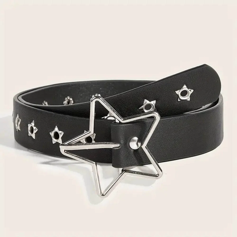 

Alloy Star Buckle Waist Belt Star Eye Rivet Fashion Casual Punk Style Pu Leather Waistband Y2K Belt Pants Decorative Waistband