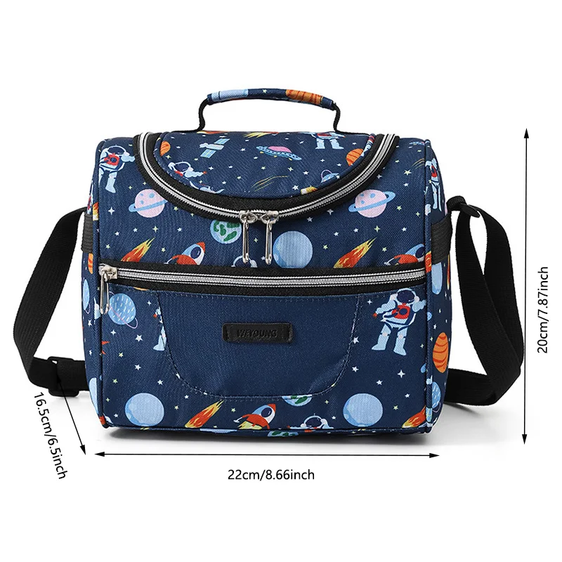 New Cartoon Printing Tote Cooler Lunch Bags Portable Outdoor Picnic Office School Insulation Bag with Shoulder Strap