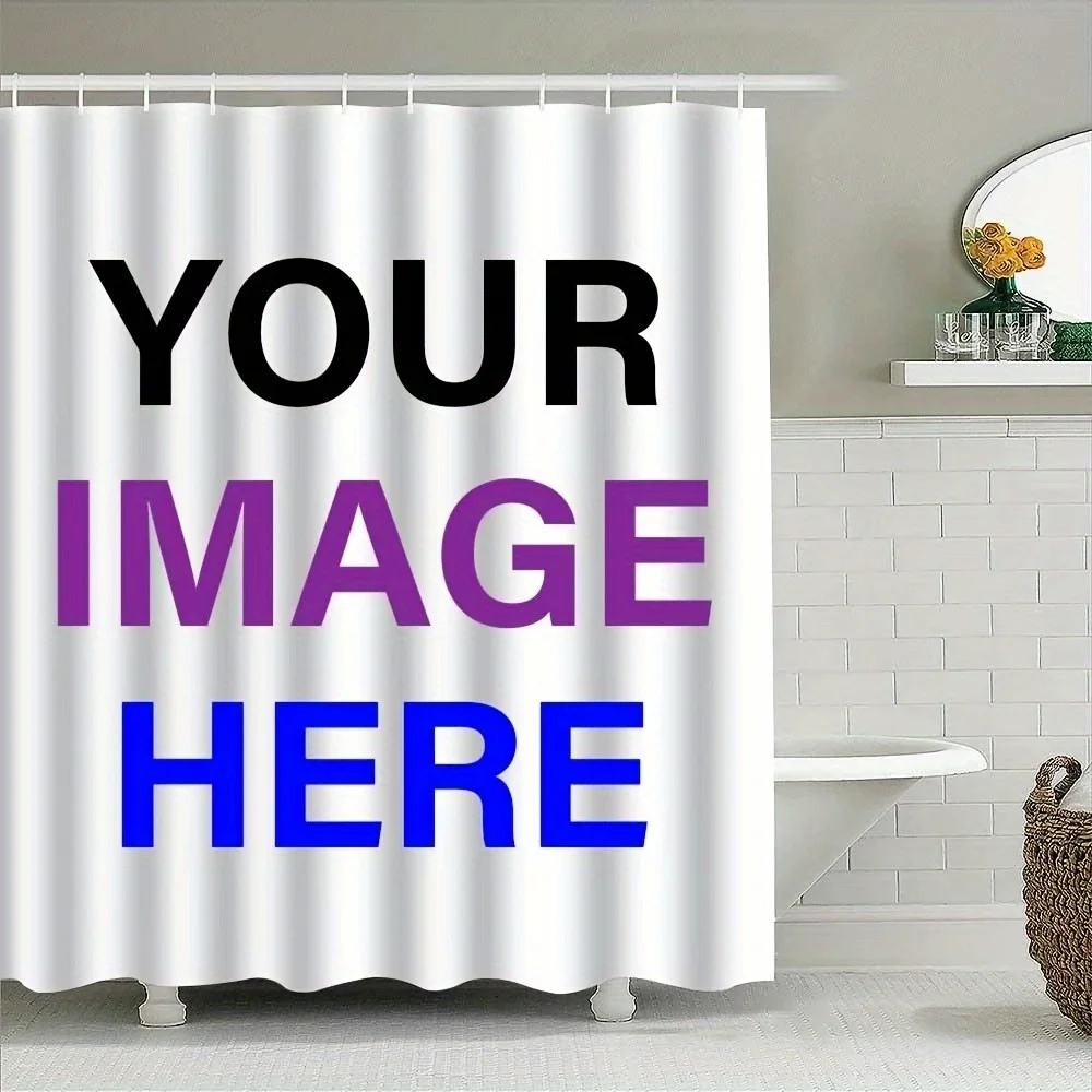 

«Персонализированная занавеска для душа с индивидуальным изображением, доступны различные размеры, водонепроницаемая и устойчивая к плесени для декора ванной комнаты»