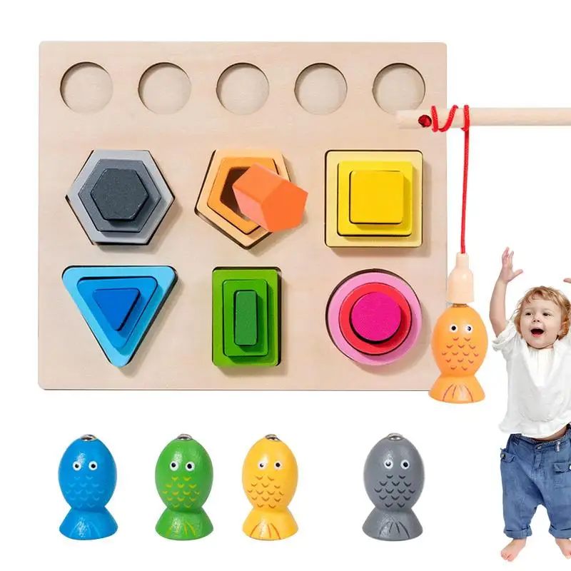 

Shape Sorter Toy Kid's Shape Matching Blocks Learning Toy With Specially Designed Fishing Rods For Home Outdoors School