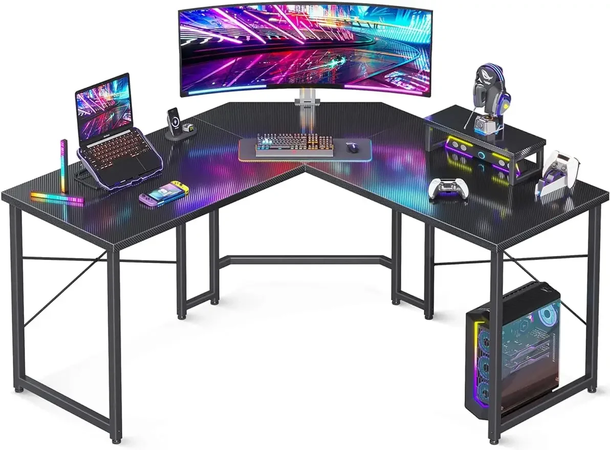 

AODK 51 Inch L Shaped Gaming Desk with Monitor Stand, Computer Desk for Home Office, PC Corner Desk Table Sturdy